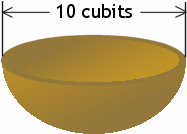 The outer diameter, from rim to rim, was ten cubits.