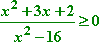 [x^2 + 3x + 2) / (x^2 - 16) ≥ 0