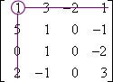 matrix with 1,1-entry selected, and first row and first column crossed out