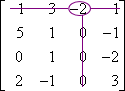 matrix with 1,3-entry circled, first row and third column crossed off