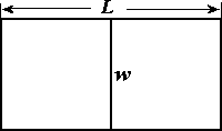 rectangle, wider than tall, split vertically down the middle, labelled "L" across the top and "w" on the vertical