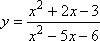 y = [x^2 + 2x − 3] / [x^2 − 5x − 6]