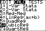 doing a cubic regression in my calculator