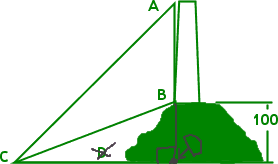 line AB extended downward to meet baseline, point D moved to meeting point, right-angle symbol drawn inside new triangle ACD